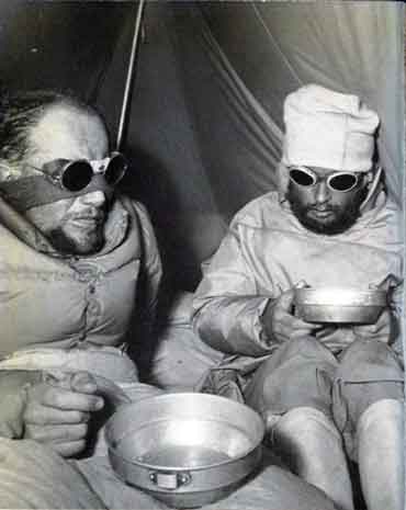 
Louis Lachenal and Lionel Terray after their harrowing Annapurna North Face descent 1950 - Conquistadors of the Useless book
